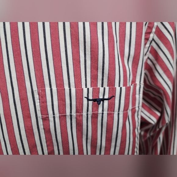 R.M. Williams Men's Button Down Striped Classic Fit Roll Tab Sleeves Logo Medium - Picture 2 of 12